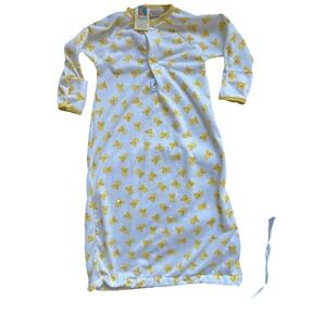 Vintage 70s Carters Layette Gown Sack Newborn Clowns Teddy Bears Yellow